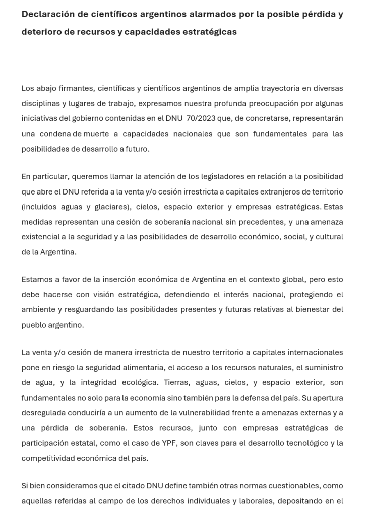 Científicos cuestionaron el DNU propuesto por el Gobierno