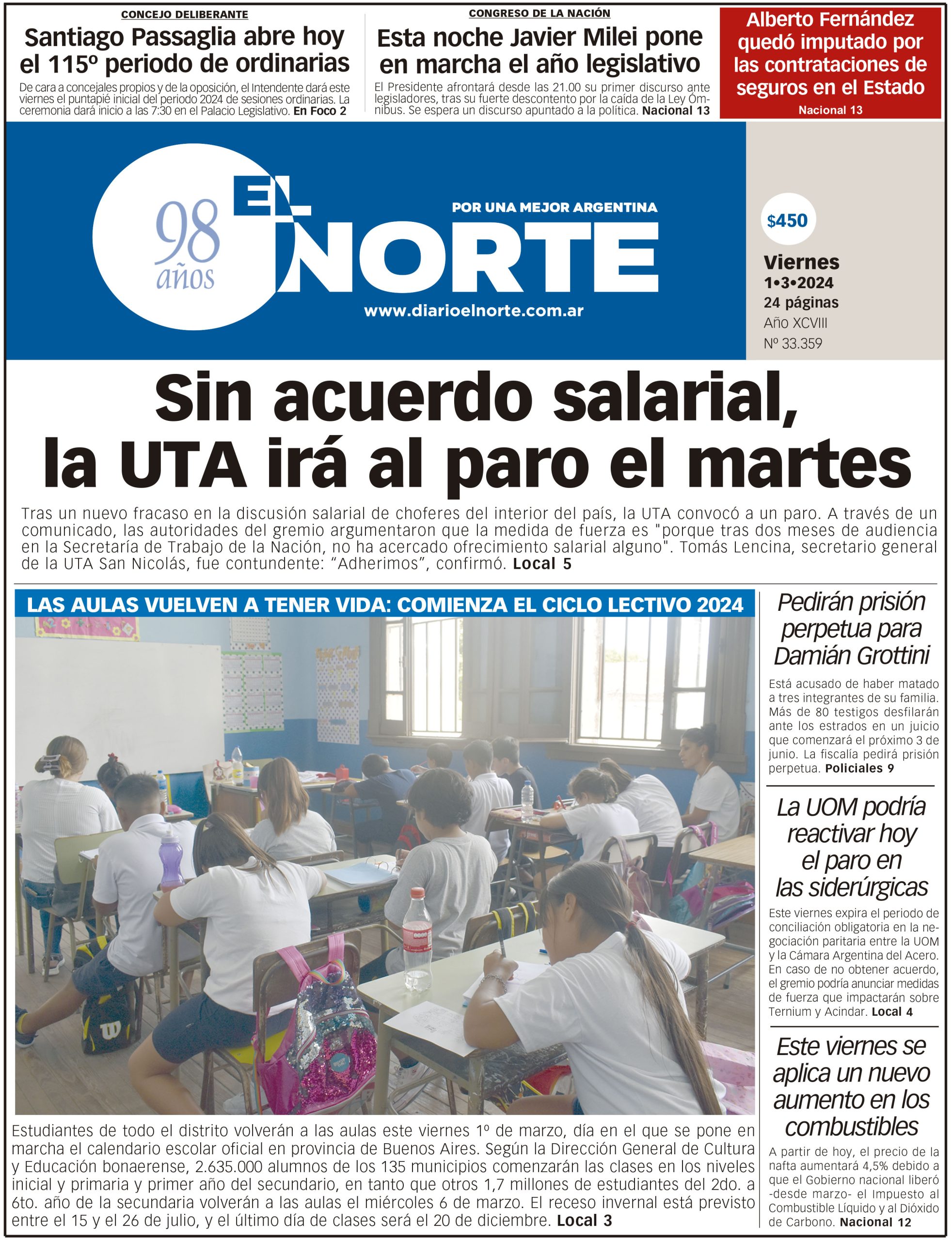 Diario El Norte Edición Digital Viernes 1° De Marzo De 2024 Diario El Norte San Nicolás 2564