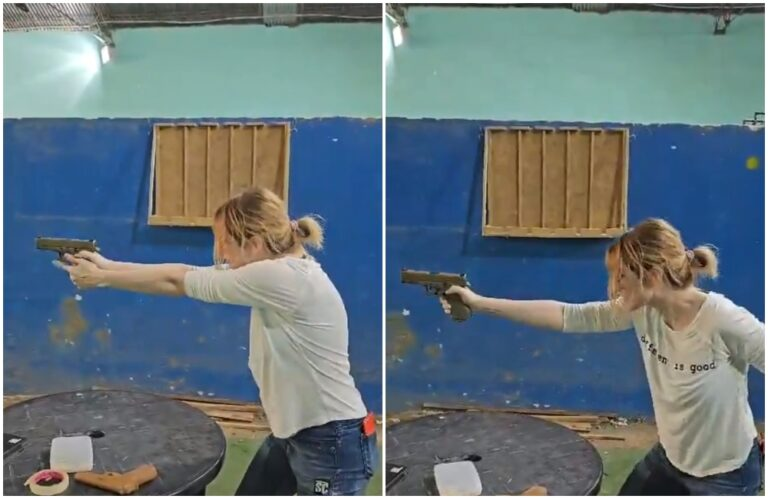 Lilia Lemoine publicó un video donde se la ve practicando tiro