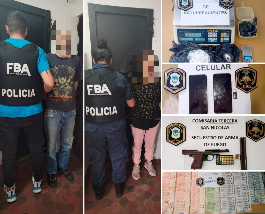 Arma, dinero y medio kilo de cocaína: detuvieron a una pareja dedicada al narcomenudeo en barrio San Cayetano