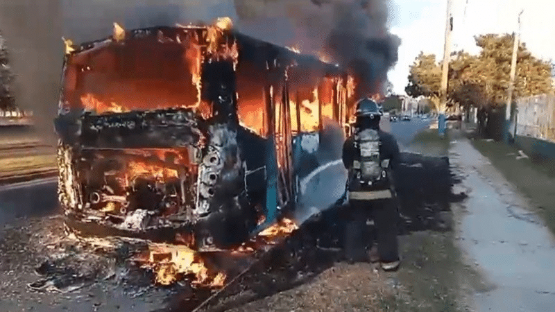 Rosario: un colectivo se quemó por completo este domingo por la mañana en zona sur