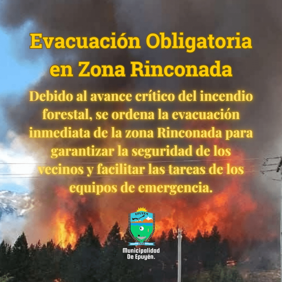 Chubut en alerta incendio evacuación epuyén evacuar