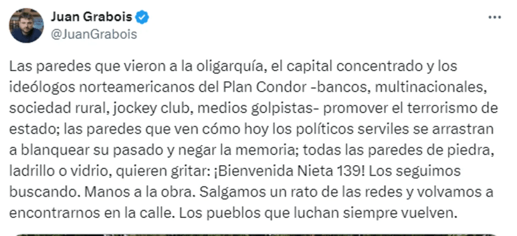 Dirigentes y partidos políticos celebraron la recuperación de la nieta 139 por parte de Abuelas de Plaza de Mayo