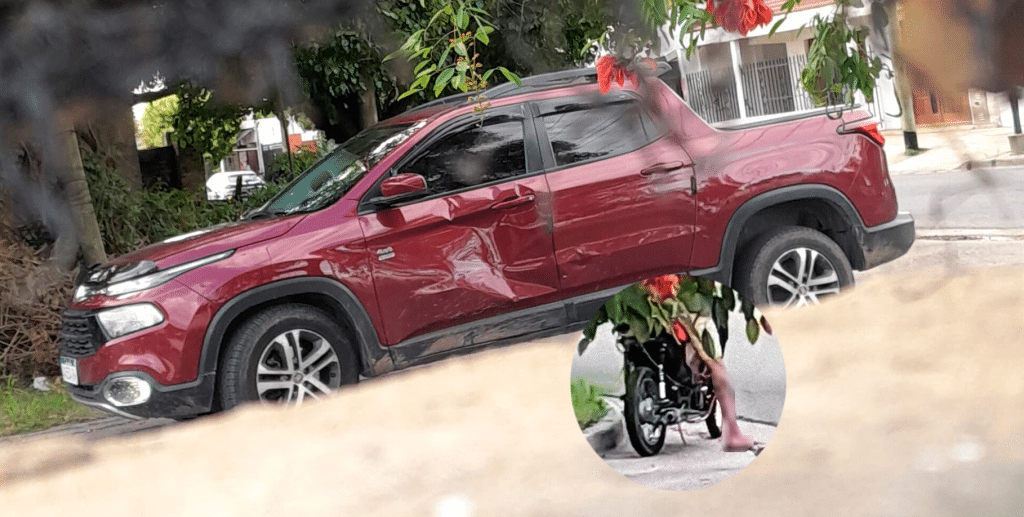 Accidente vial en Mendoza y León Guruciaga: una camioneta y una motocicleta colisionaron