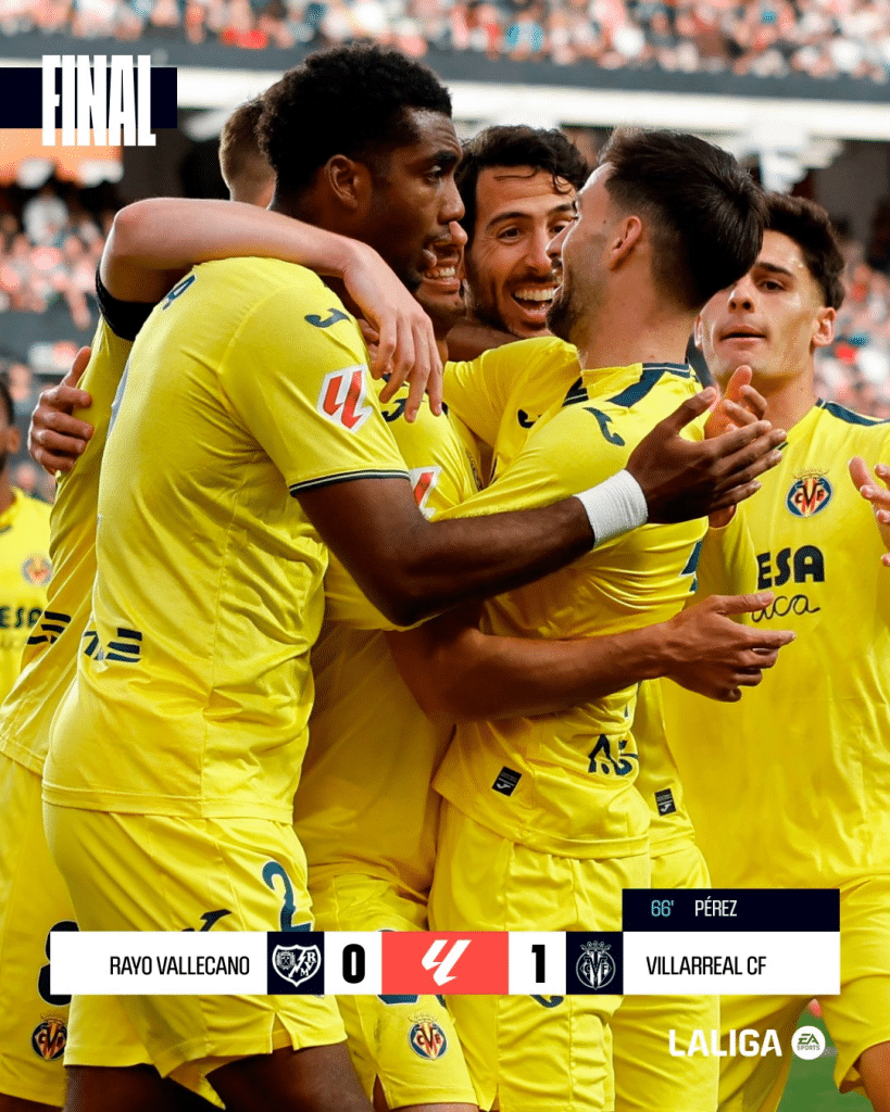 Villareal venció al Rayo Vallecano y se afianza en la Liga Española