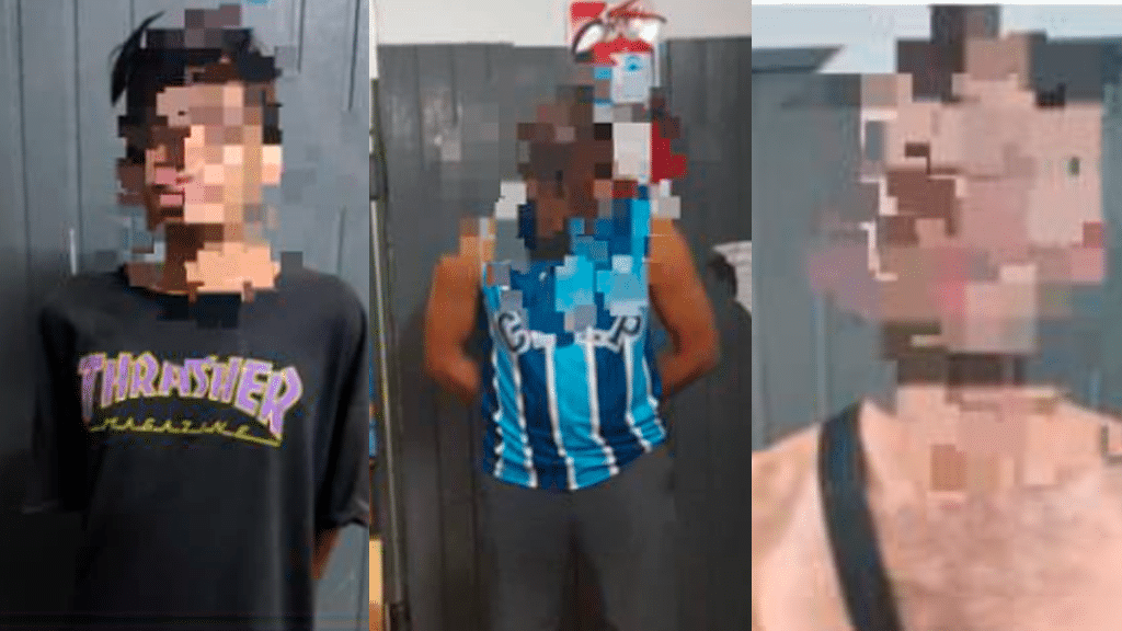 tres hombres disturbios en la vía pública