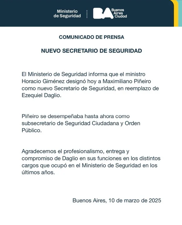 Maximiliano Piñeiro es el nuevo secretario de Seguridad porteño