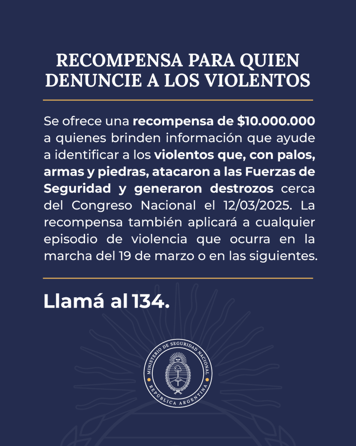 Gobierno busca a los violentos Ministerio de Seguridad