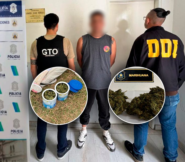 Andaba en bicicleta con dos tarros de leche que contenian marihuana en barrio Ayres del Sur y fue detenido