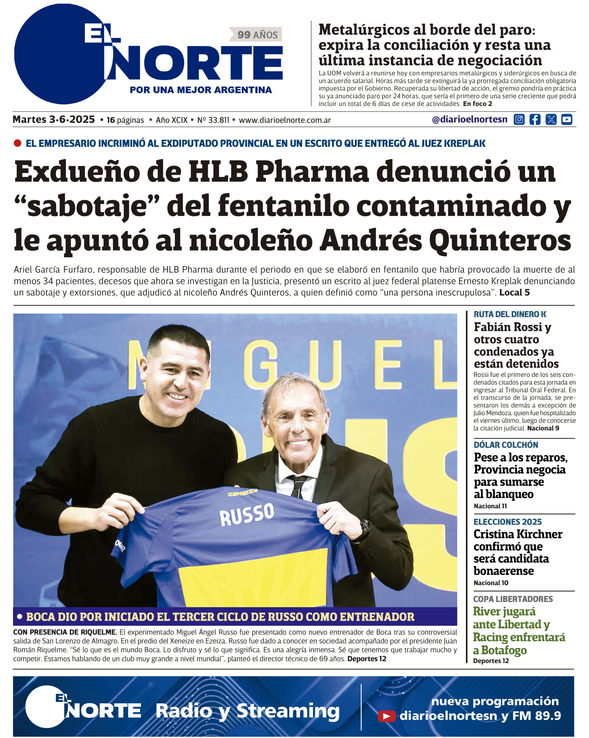 Edición digital: martes 3 de junio de 2025 | Diario El Norte - San Nicolás