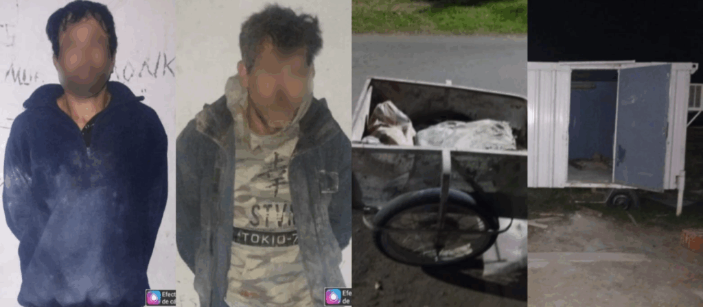 huían con bolsas de cemento rotonda