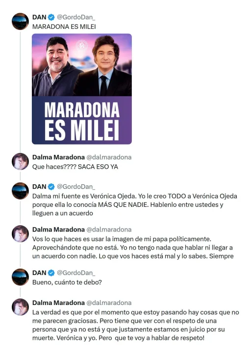 El sorpresivo mensaje político de Dalma Maradona contra la motosierra de Javier Milei