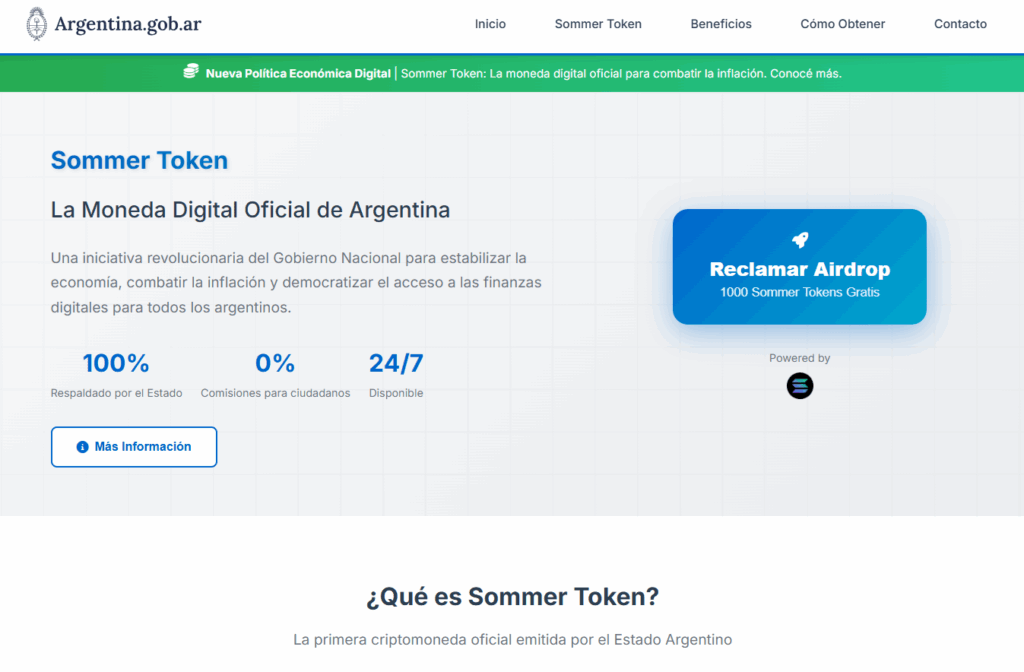 ¿Nuevo caso $LIBRA?: un sitio oficial promocionó una criptomoneda como "moneda digital del Estado Argentino"