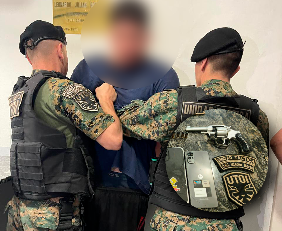 Quiso escapar pero lo detuvo la UTOI: aprehendieron a un hombre con un revólver calibre 32 en su riñonera