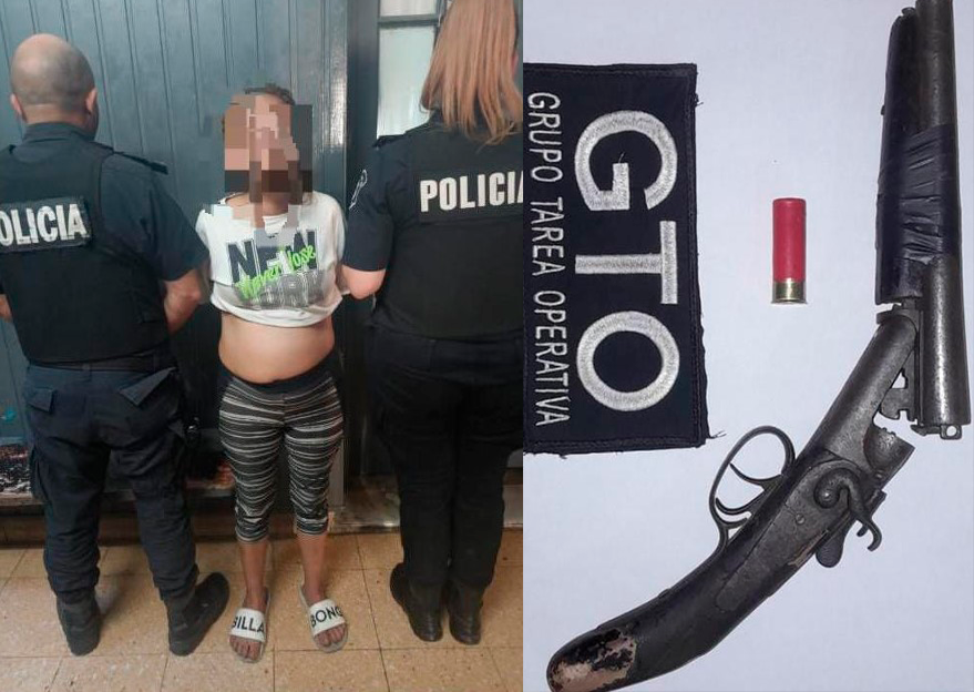La estafaron con la compra de un televisor: allanaron una vivienda, secuestraron un pistolón y aprehendieron a una mujer
