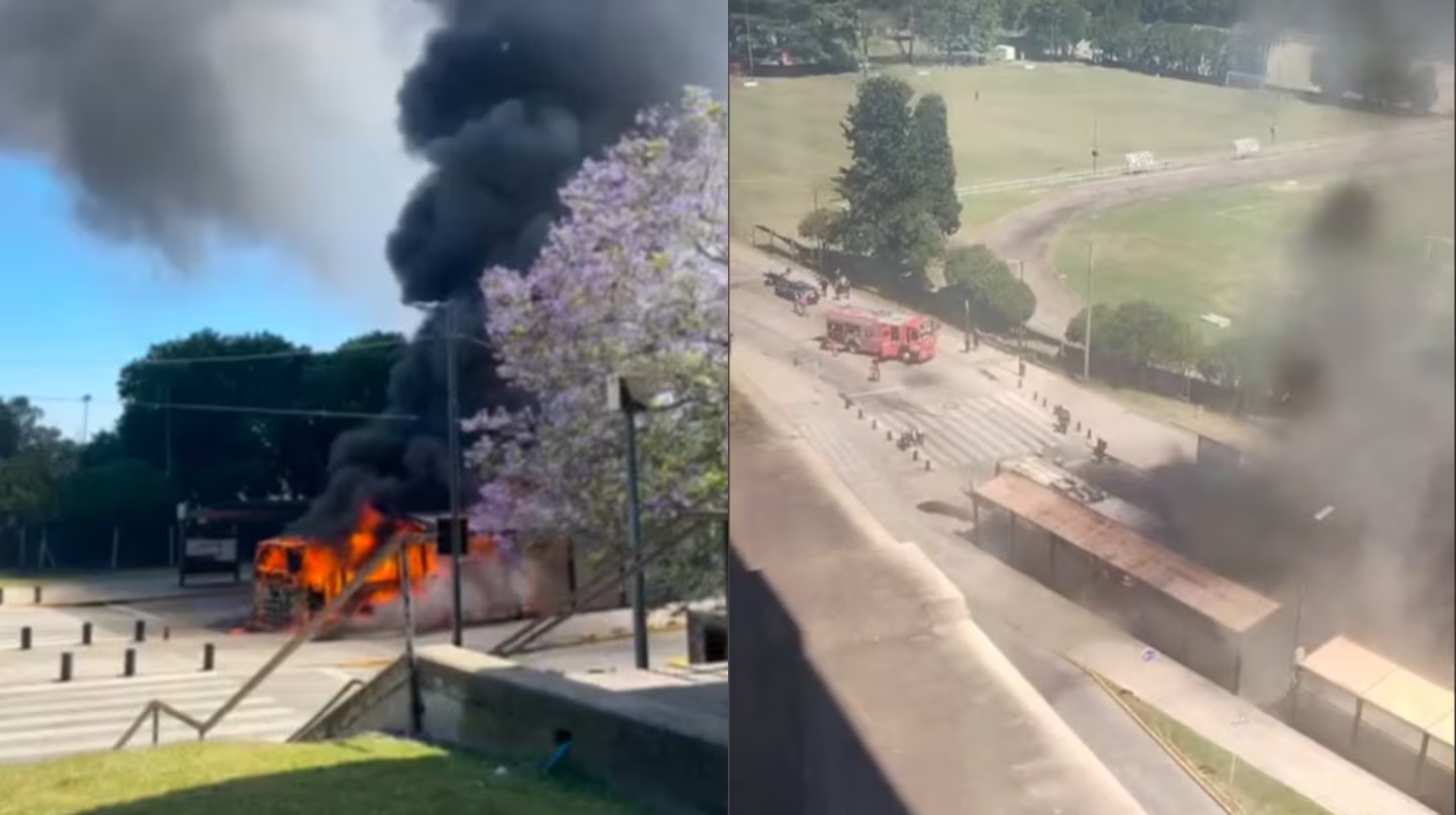 Se incendió un colectivo en Ciudad Universitaria y las llamas lo ...
