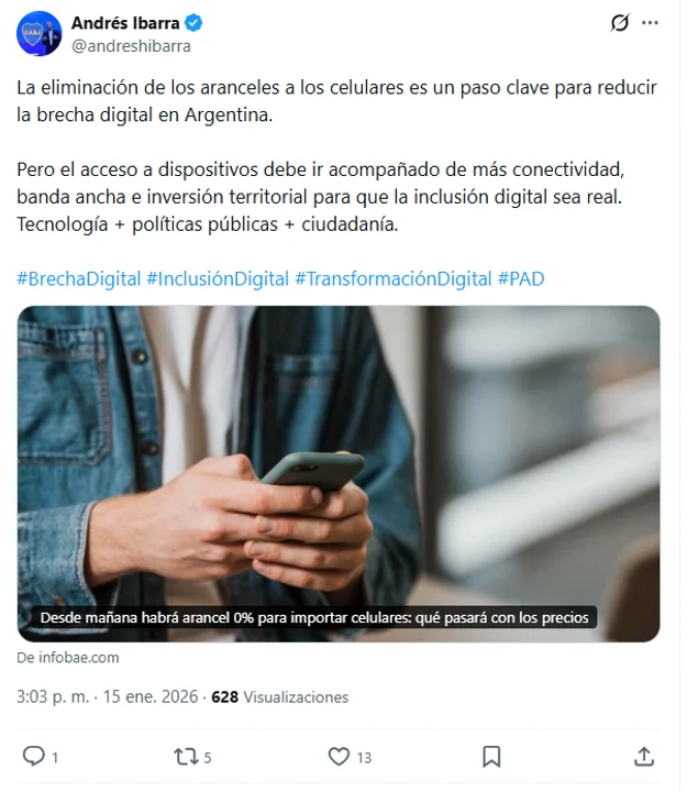 Desde el PRO destacaron la eliminación de aranceles a celulares: “Reduce la brecha digital”