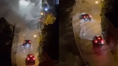 Olas gigantes impactaron autos en una ruta costera del norte de Italia