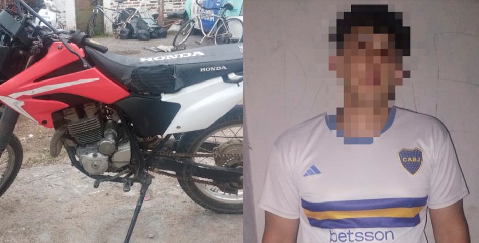Barrio La Loma: circulaba en una Honda Tornado con pedido de secuestro y lo aprehendieron 