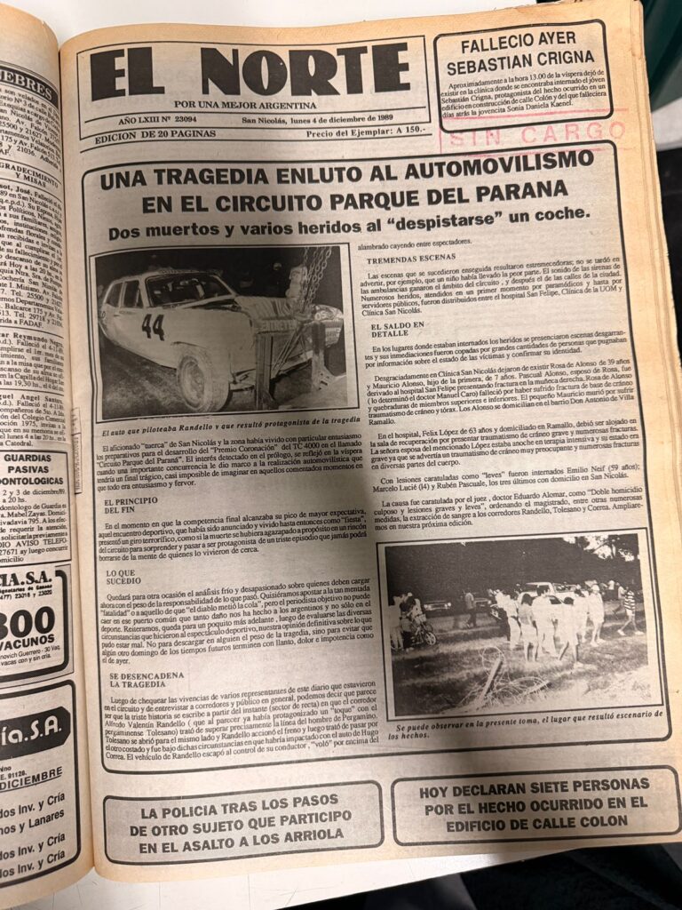 Accidente Rally San Nicolás 1989